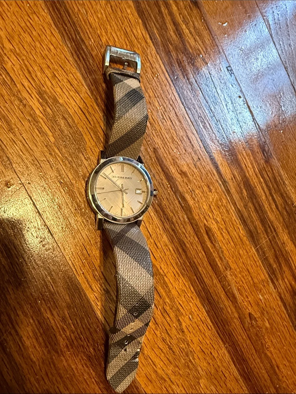 Burberry Plaid Strap Silver Dial Watch - Beige & Black